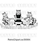 Vector Clip Art of Retro Cats Playing Cards by Prawny Vintage