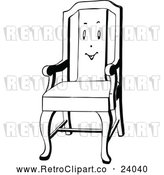 Vector Clip Art of Retro Chair with a Face by Prawny Vintage