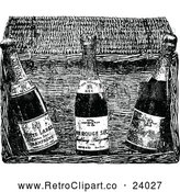 Vector Clip Art of Retro Champagne Basket by Prawny Vintage