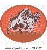Vector Clip Art of Retro Charging Ram Logo by Patrimonio