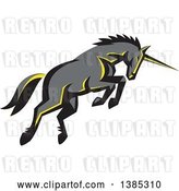 Vector Clip Art of Retro Charging Unicorn by Patrimonio