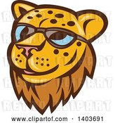 Vector Clip Art of Retro Cheetah or Leopard Face Wearing Sunglasses by Patrimonio