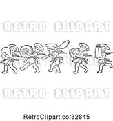 Vector Clip Art of Retro Chef Cherubs Marching with Kitchen Items by Picsburg