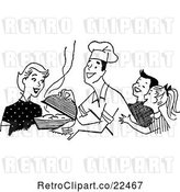 Vector Clip Art of Retro Chef Dad Serving His Family by BestVector