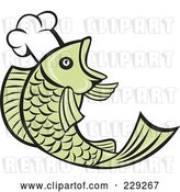 Vector Clip Art of Retro Chef Fish Logo by Patrimonio