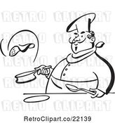 Vector Clip Art of Retro Chef Flipping a Pancake by BestVector