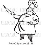 Vector Clip Art of Retro Chef Holding a Knife by BestVector