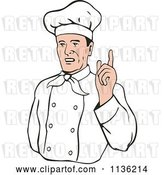 Vector Clip Art of Retro Chef Holding up a Finger by Patrimonio