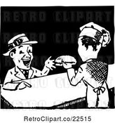 Vector Clip Art of Retro Chef Serving a Hamburger by BestVector
