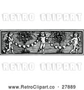 Vector Clip Art of Retro Cherub and Garland Border by Prawny Vintage
