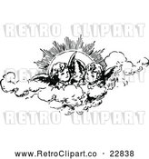 Vector Clip Art of Retro Cherubs in the Clouds Against the Sun by Prawny Vintage