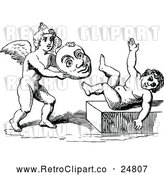 Vector Clip Art of Retro Cherubs with a Mask by Prawny Vintage