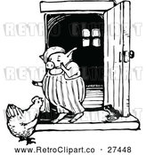 Vector Clip Art of Retro Chicken and Pig Talking by Prawny Vintage