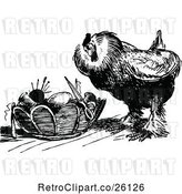 Vector Clip Art of Retro Chicken and Sewing Basket by Prawny Vintage
