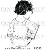 Vector Clip Art of Retro Child Reading by Prawny Vintage