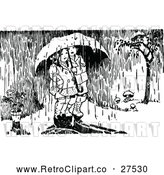Vector Clip Art of Retro Children in the Rain by Prawny Vintage