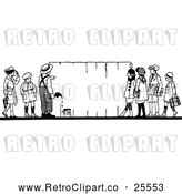 Vector Clip Art of Retro Children Painting a Fence by Prawny Vintage