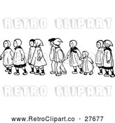 Vector Clip Art of Retro Children Walking 2 by Prawny Vintage