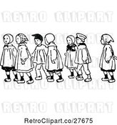 Vector Clip Art of Retro Children Walking by Prawny Vintage