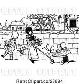 Vector Clip Art of Retro Children with a Wagon by Prawny Vintage