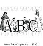 Vector Clip Art of Retro Children Women and Abc by Prawny Vintage