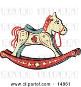 Vector Clip Art of Retro Child's Rocking Horse with Star Decorations by Andy Nortnik