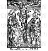 Vector Clip Art of Retro Christ Crucified with a Border by Prawny Vintage
