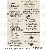 Vector Clip Art of Retro Christmas and New Year Greetings on Tan by Vector Tradition SM