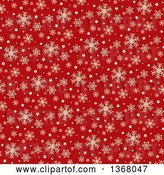 Vector Clip Art of Retro Christmas Background of Beige Snowflakes and Stars on Red by KJ Pargeter