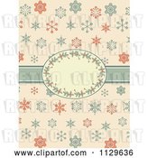 Vector Clip Art of Retro Christmas Background of Snowflakes and a Holly Frame by Elaineitalia