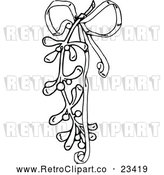 Vector Clip Art of Retro Christmas Mistletoe and Ribbon by Prawny Vintage