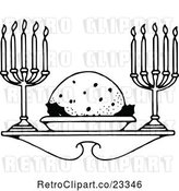 Vector Clip Art of Retro Christmas Plum Pudding Dessert and Candles by Prawny Vintage