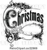 Vector Clip Art of Retro Christmas Sign with Ornate Elements by Prawny Vintage