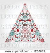 Vector Clip Art of Retro Christmas Tree Made of up Holiday Items on Shading by OnFocusMedia