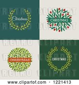 Vector Clip Art of Retro Christmas Wreaths with Text on Different Backgrounds by Elena