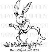 Vector Clip Art of Retro Chubby Rabbit Running by Prawny Vintage