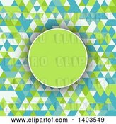 Vector Clip Art of Retro Circle over a Geometric Background in Green Blue and White Tones by KJ Pargeter