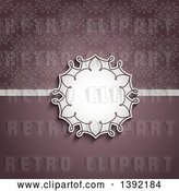 Vector Clip Art of Retro Circular Label Frame over Purple with Half Floral, Half Gradient by KJ Pargeter