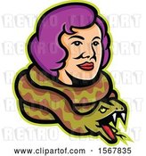 Vector Clip Art of Retro Circus Freak Lady Snake Charmer with a Python Around Her Neck by Patrimonio