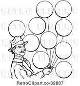 Vector Clip Art of Retro Circus Guy with Balloons in by Picsburg