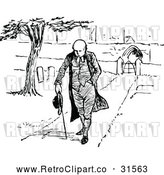 Vector Clip Art of Retro Clergyman Walking Through a Cemetery by Prawny Vintage