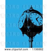 Vector Clip Art of Retro Clock Post over Blue by Maria Bell
