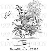 Vector Clip Art of Retro Clothed Rabbit Jumping into Water by Prawny Vintage