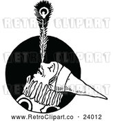 Vector Clip Art of Retro Clown Balancing a Feather on His Nose by Prawny Vintage