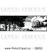 Vector Clip Art of Retro Coastal Panorama by Prawny Vintage