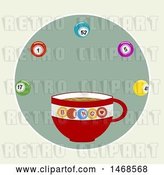 Vector Clip Art of Retro Coffee Cup with Bingo Balls over Green by Elaineitalia