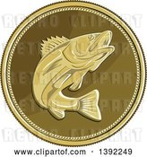 Vector Clip Art of Retro Coin of a Barramundi Asian Sea Bass Fish by Patrimonio