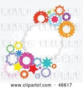 Vector Clip Art of Retro Colorful Burst and Cloud Background on Gray by KJ Pargeter