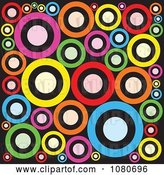 Vector Clip Art of Retro Colorful Circle Background over Black 2 by Prawny
