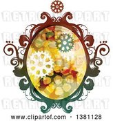 Vector Clip Art of Retro Colorful Oval Steampunk Frame with Gears by BNP Design Studio